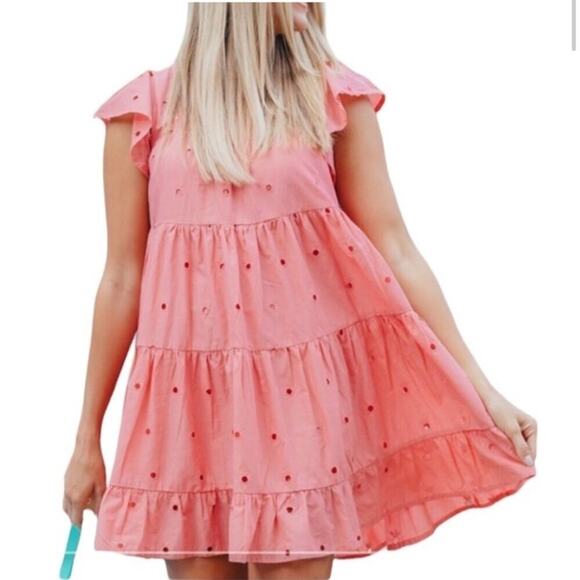 Simply Southern Pink Pineapple Eyelet Embroidered Dress - Picture 1 of 5